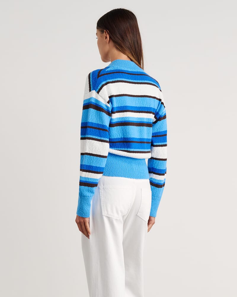 Arden Zip Knit Cardigan in BLUE MULTI