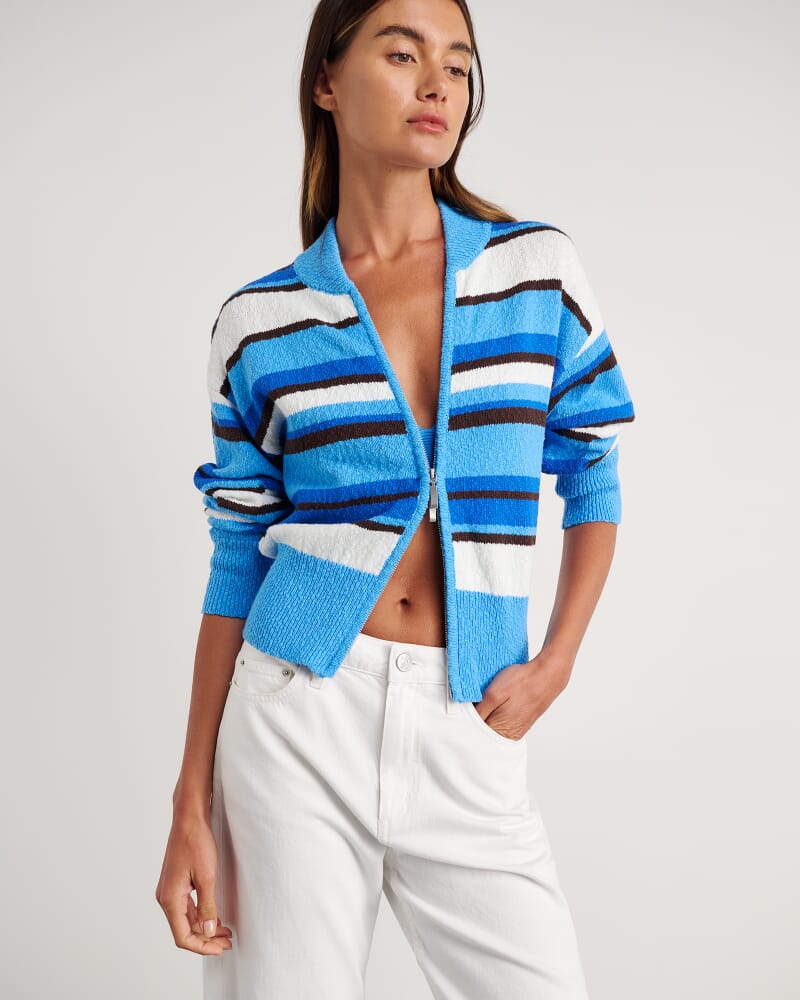 Arden Zip Knit Cardigan in BLUE MULTI