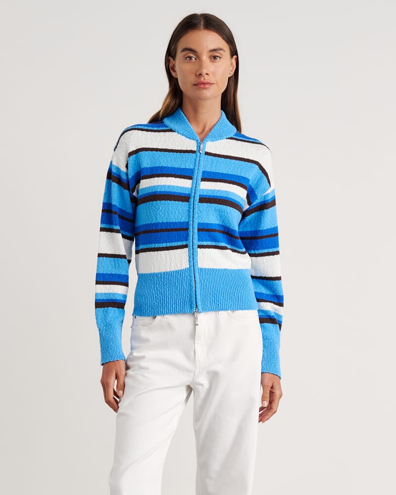 Arden Zip Knit Cardigan in BLUE MULTI