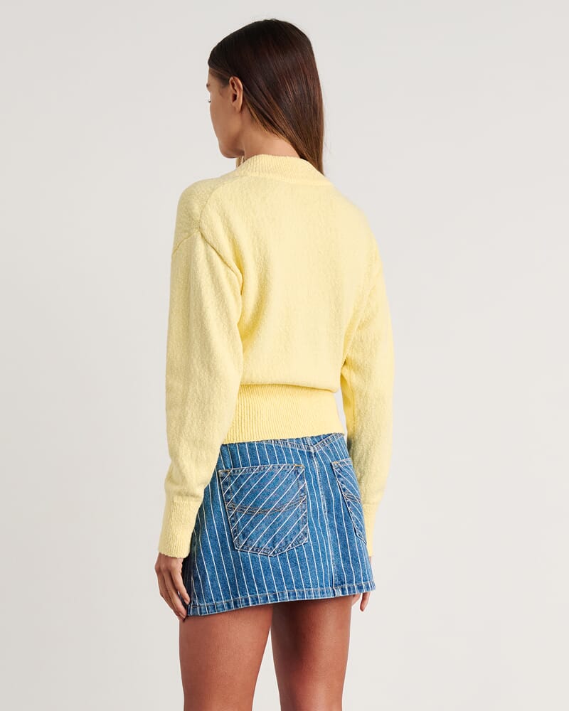 Arden Zip Knit Cardigan in LEMON SORBET