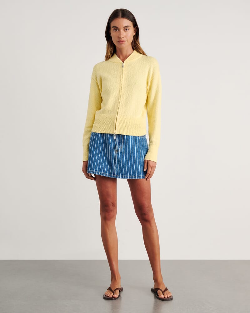 Arden Zip Knit Cardigan in LEMON SORBET