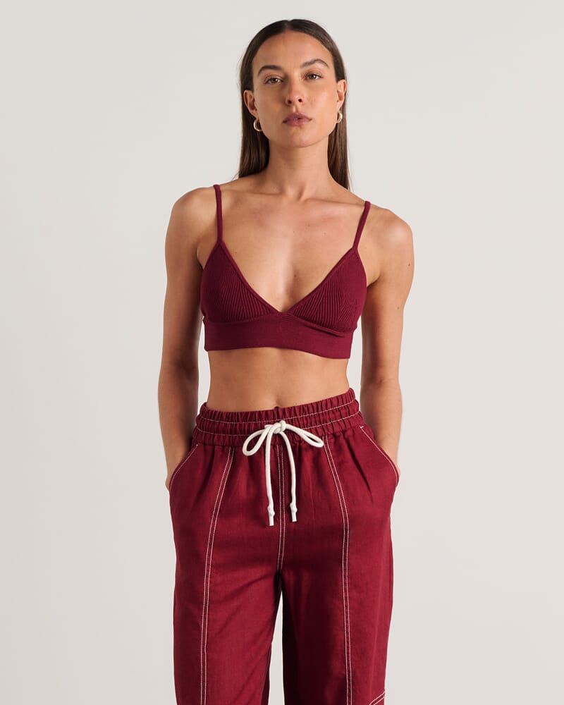 Lydia Knit Bralette in BURGUNDY