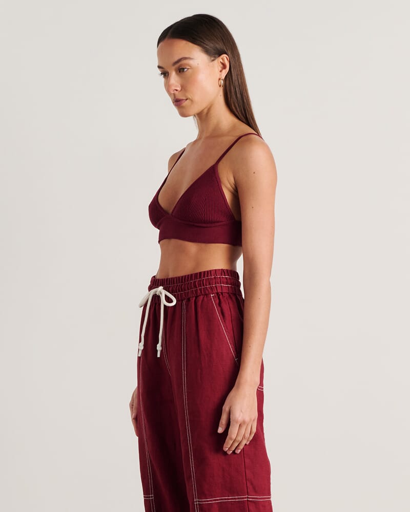Lydia Knit Bralette in BURGUNDY
