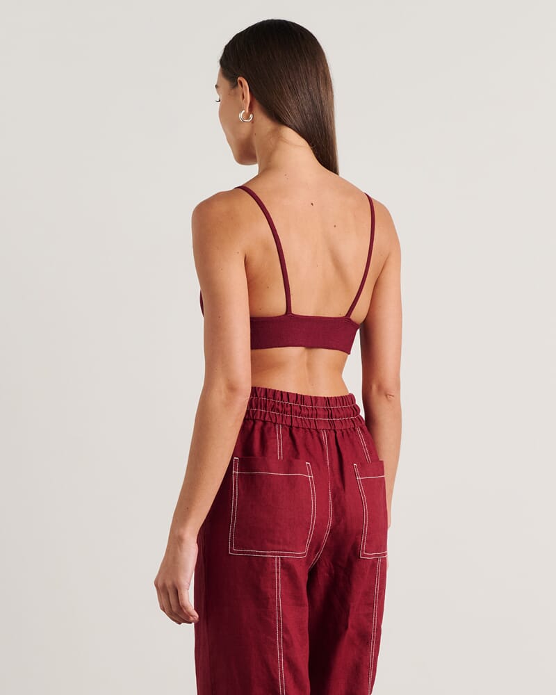 Lydia Knit Bralette in BURGUNDY