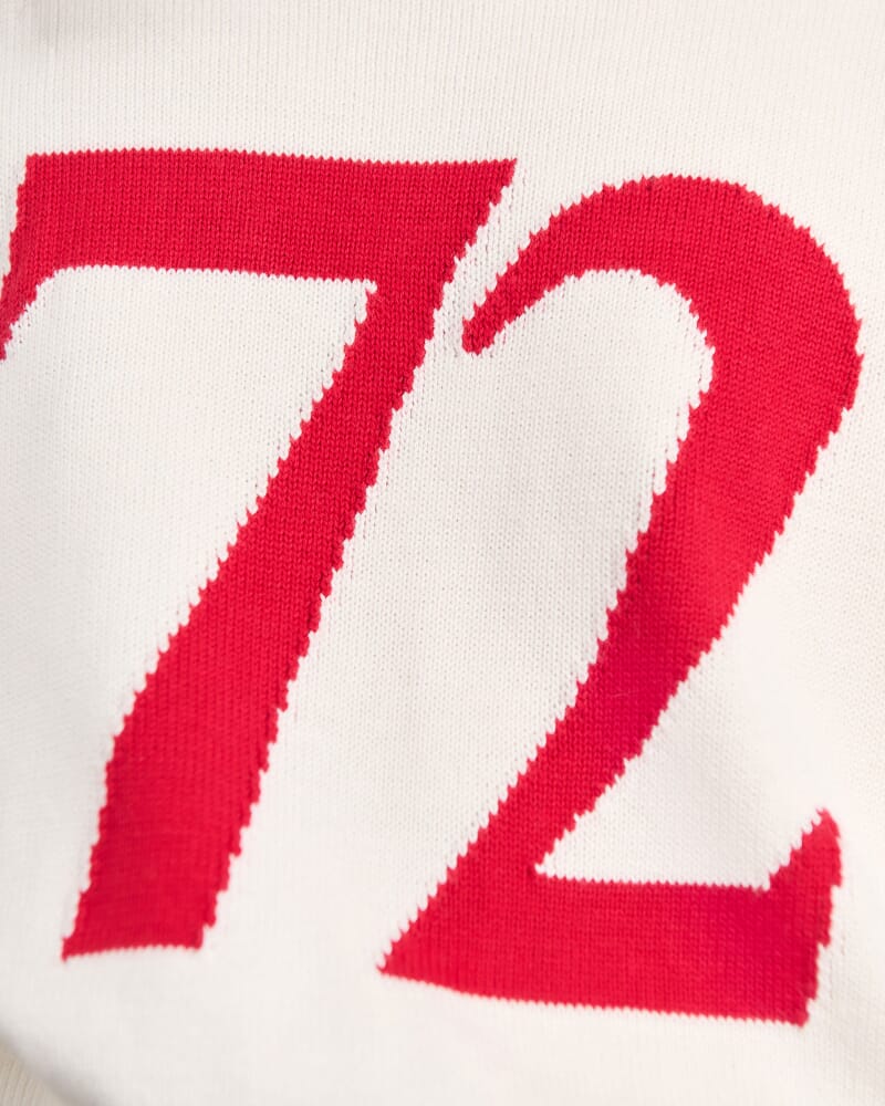 Gia Crew Knit in WHITE/MERLOT