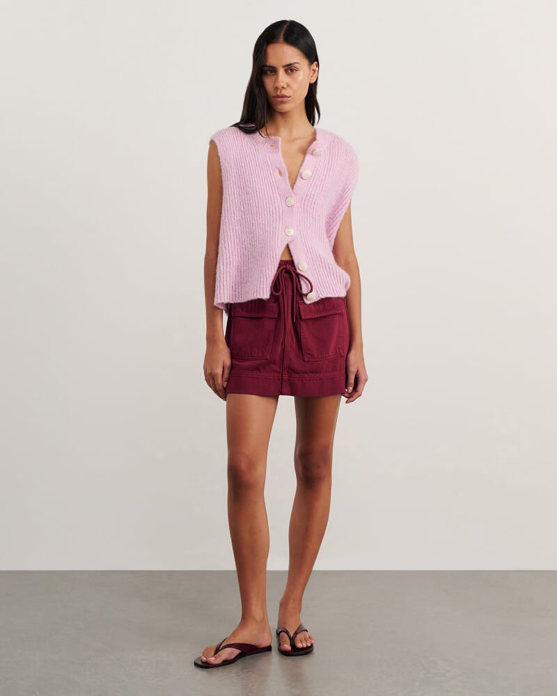 Lily Button Vest in PINK FROST