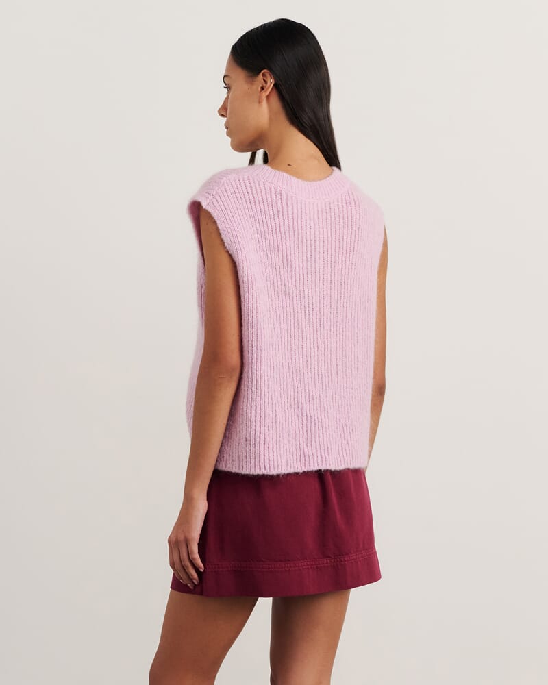 Lily Button Vest in PINK FROST