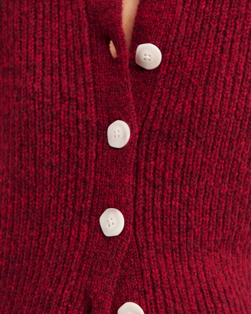 Lily Button Vest in WINE