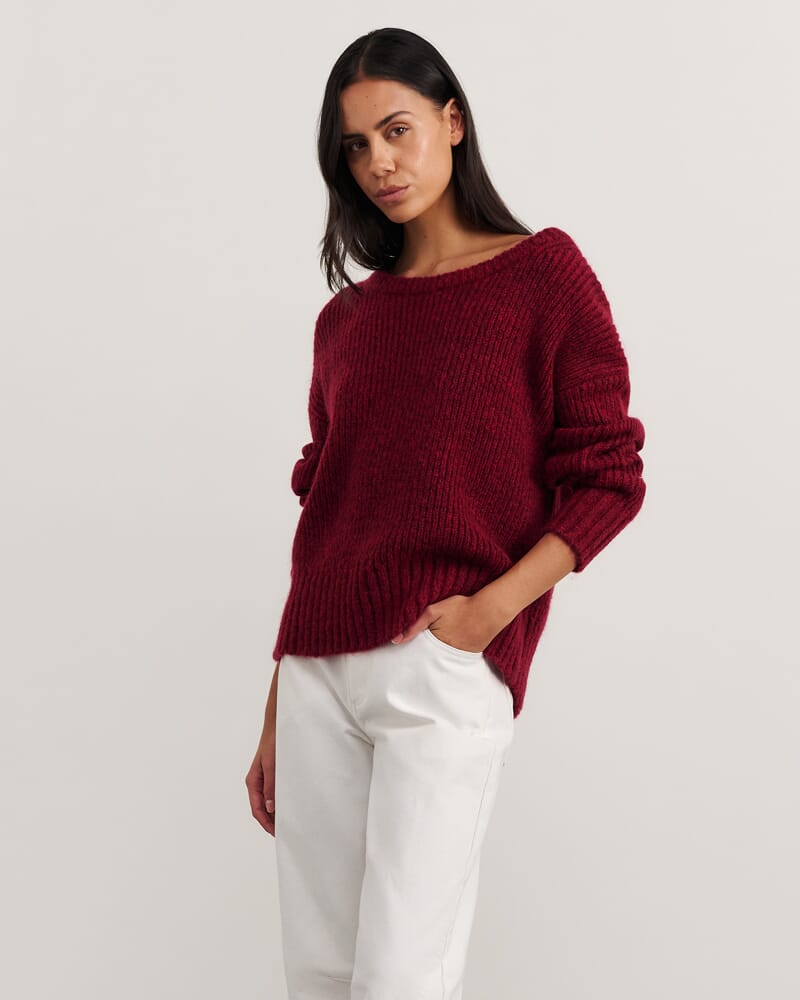 Lily Scoop Knit in WINE