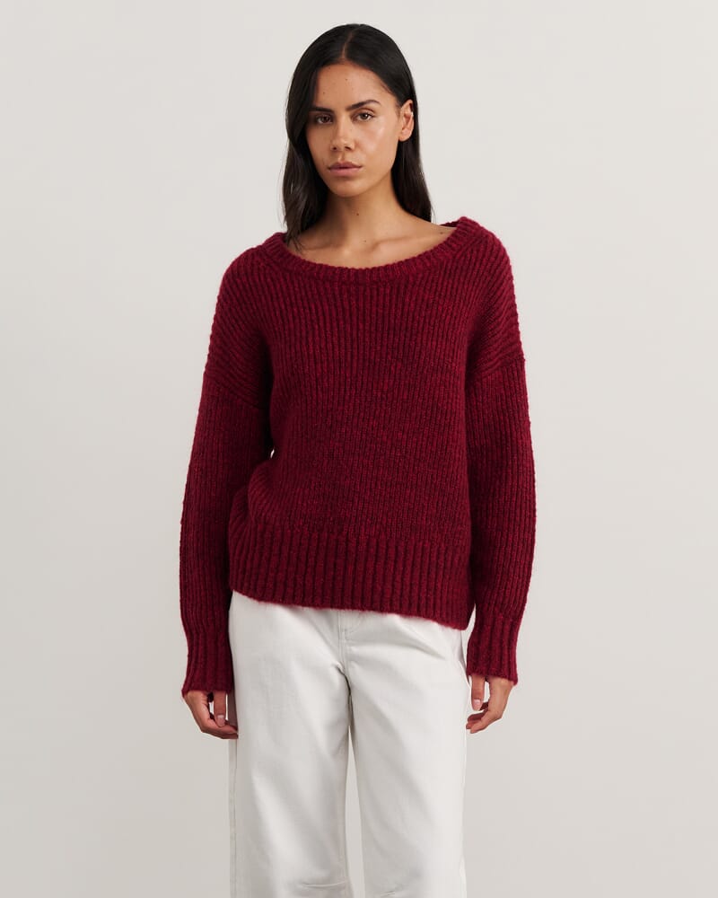 Lily Scoop Knit in WINE