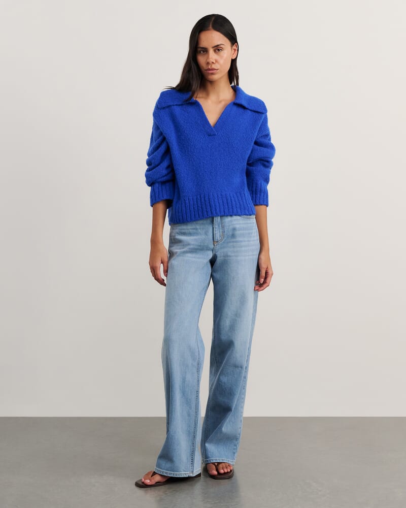 Lily Collared Knit in COBALT