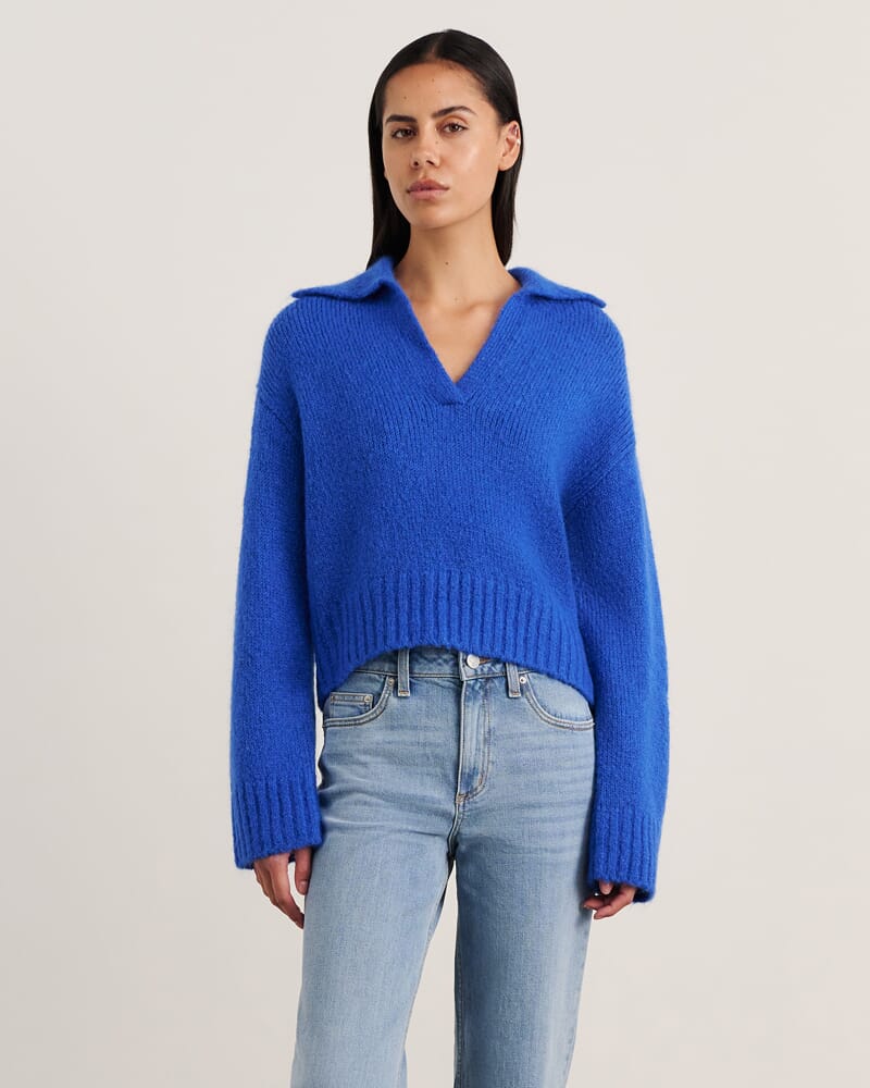 Lily Collared Knit in COBALT