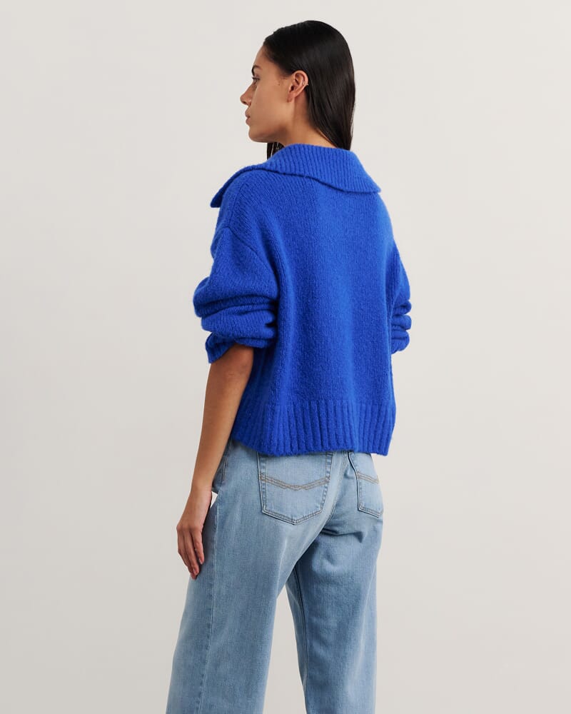 Lily Collared Knit in COBALT