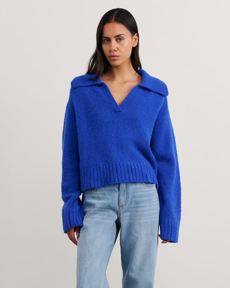Lily Collared Knit in COBALT