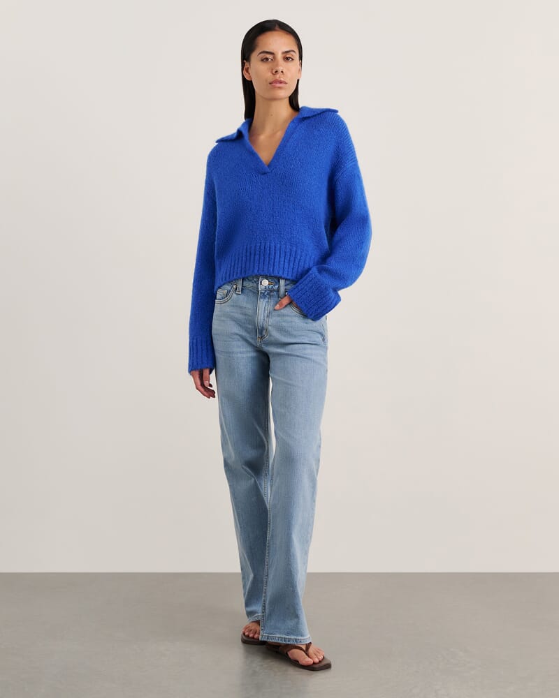 Lily Collared Knit in COBALT