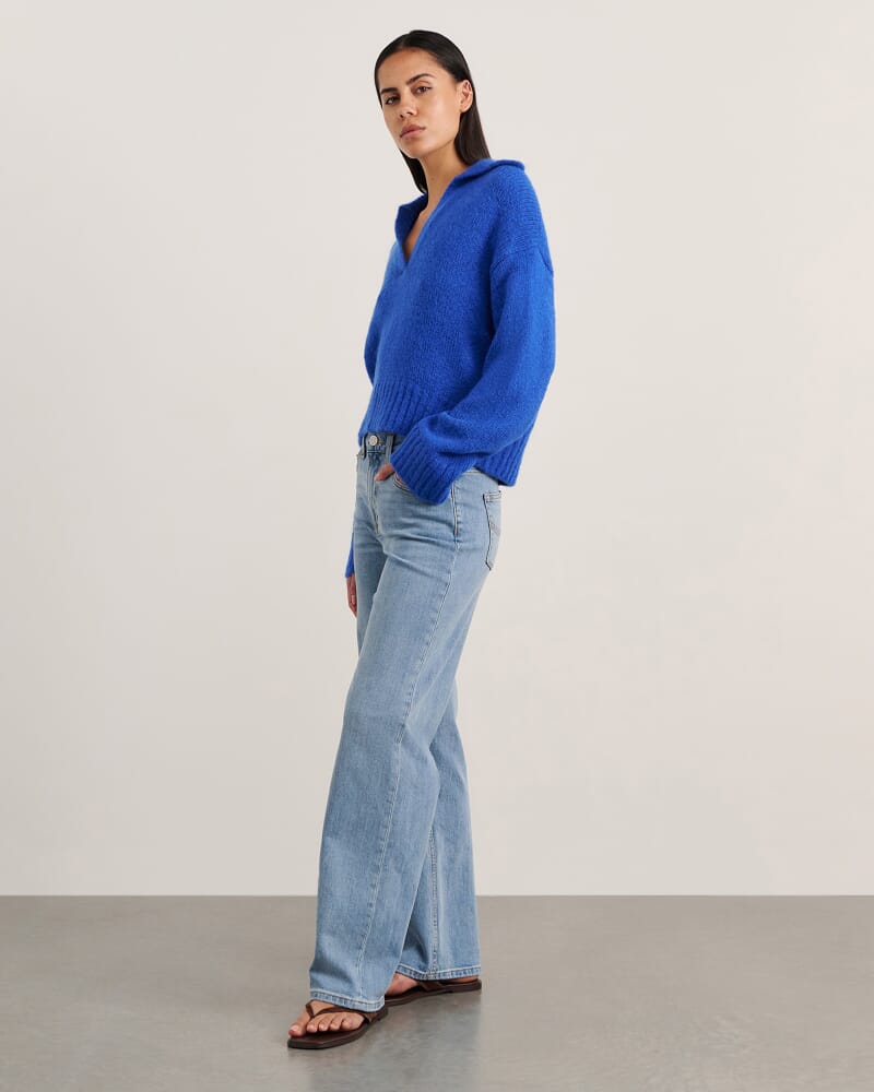 Lily Collared Knit in COBALT