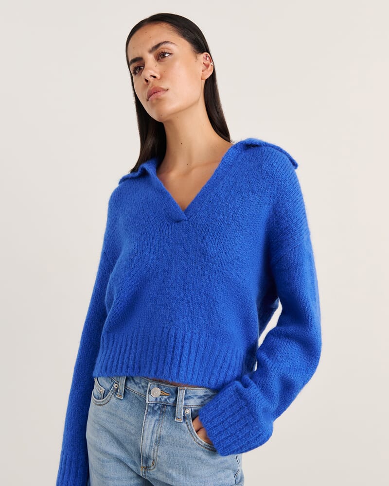 Lily Collared Knit in COBALT