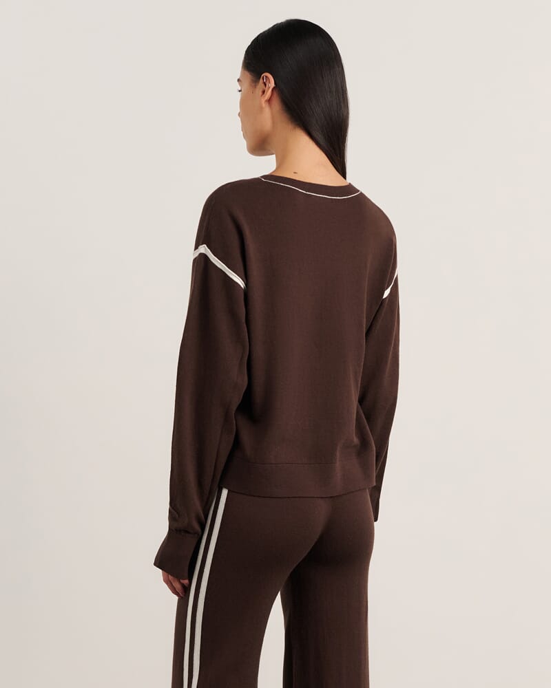 Orla Contrast Sweater in DARK CHOCOLATE