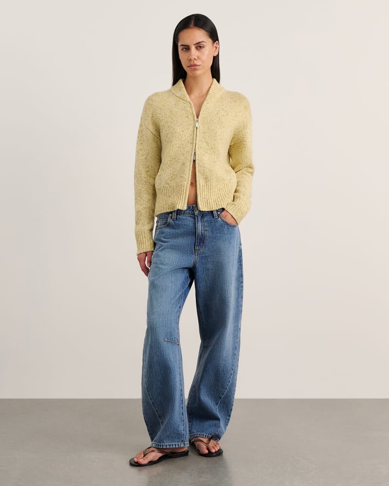 Lou Zip Knit Jacket in BUTTERCUP
