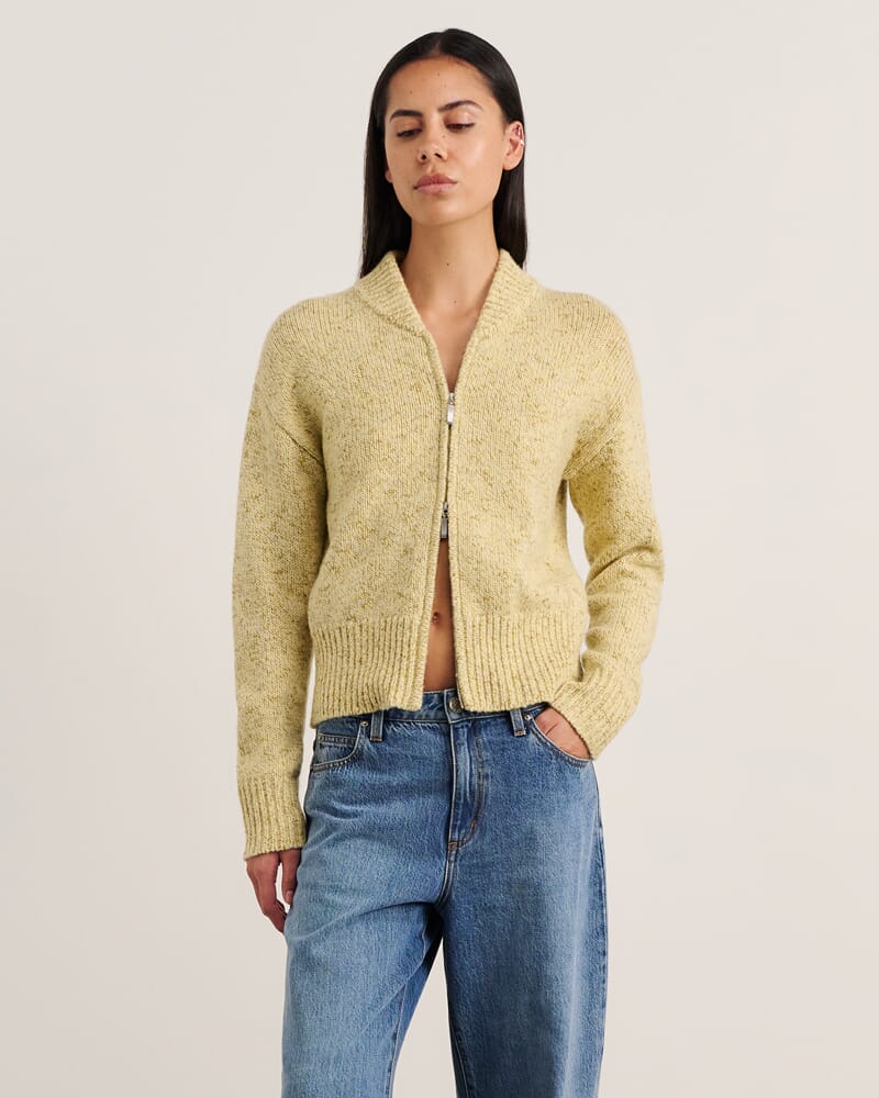 Lou Zip Knit Jacket in BUTTERCUP