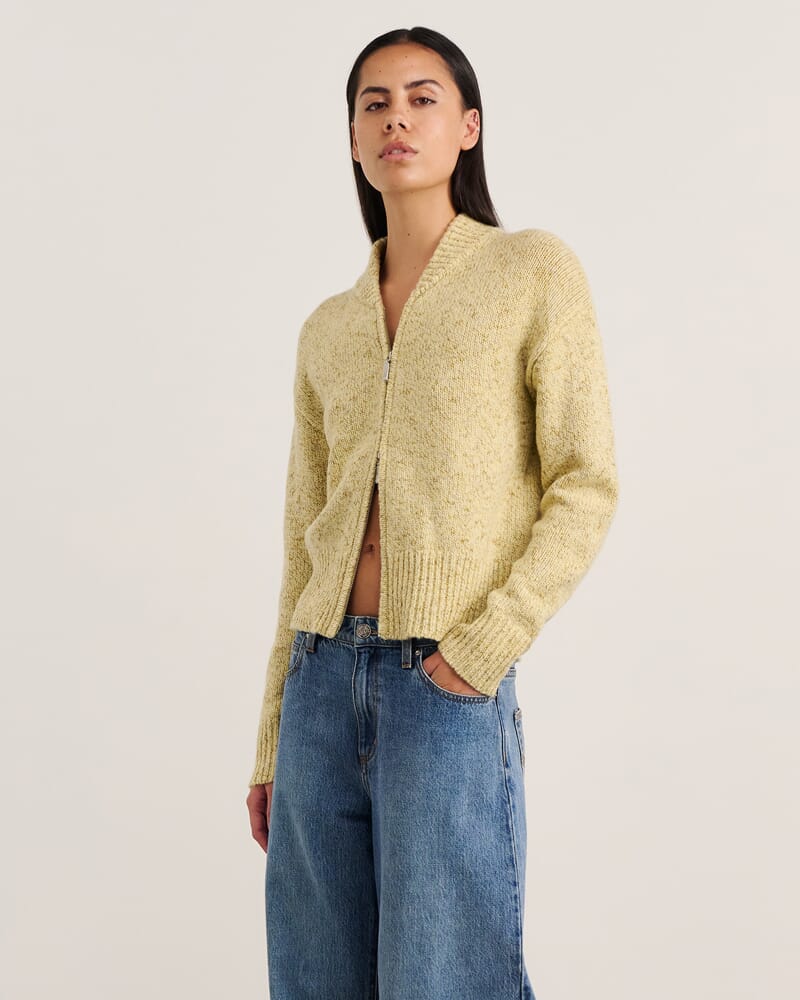Lou Zip Knit Jacket in BUTTERCUP