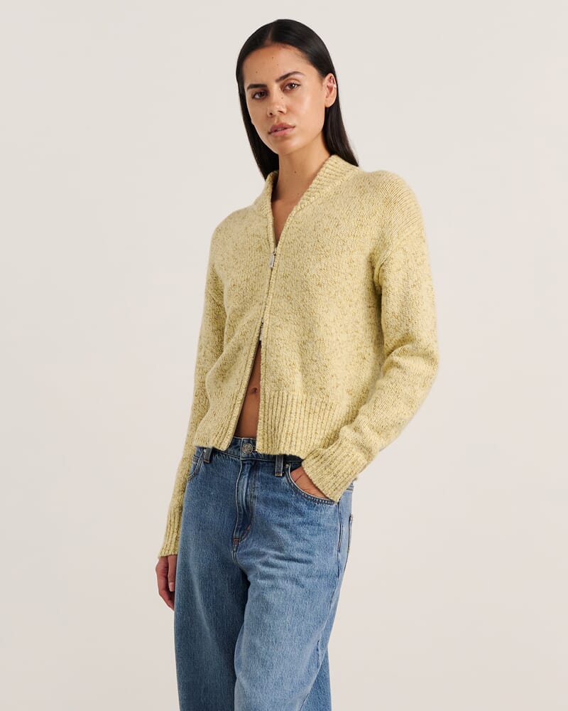 Lou Zip Knit Jacket in BUTTERCUP