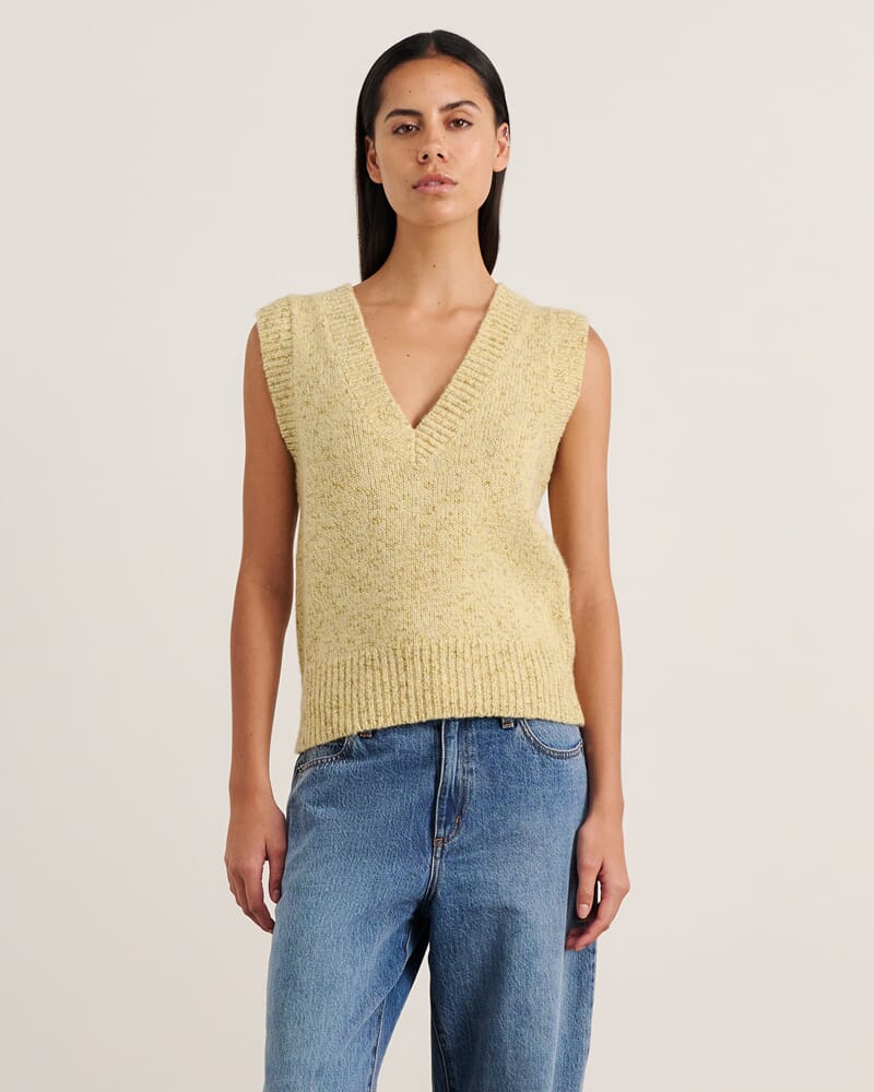 Lou V Neck Vest in BUTTERCUP