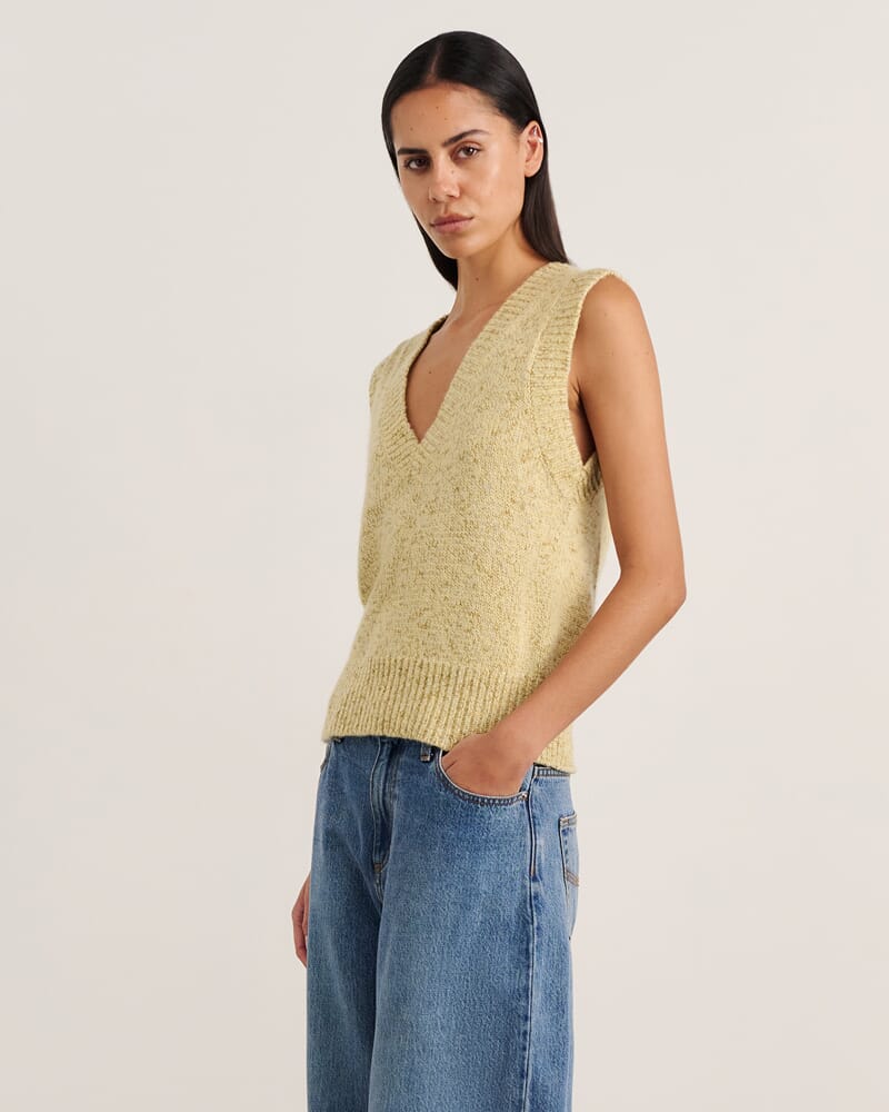 Lou V Neck Vest in BUTTERCUP
