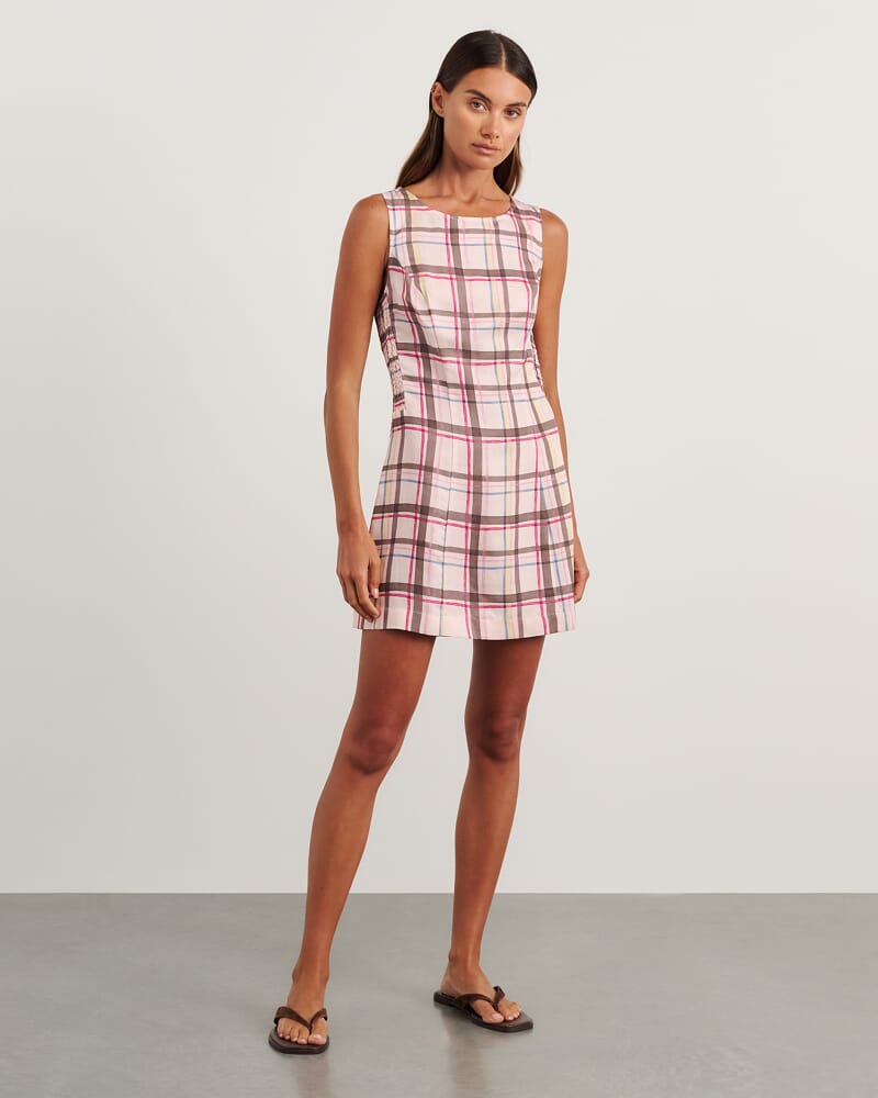 Painterly Mini Dress in CHECK