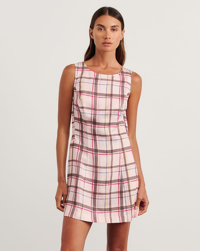 Painterly Mini Dress in CHECK