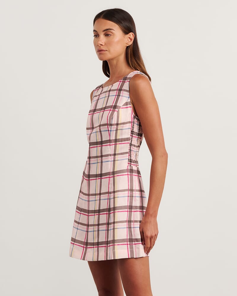 Painterly Mini Dress in CHECK