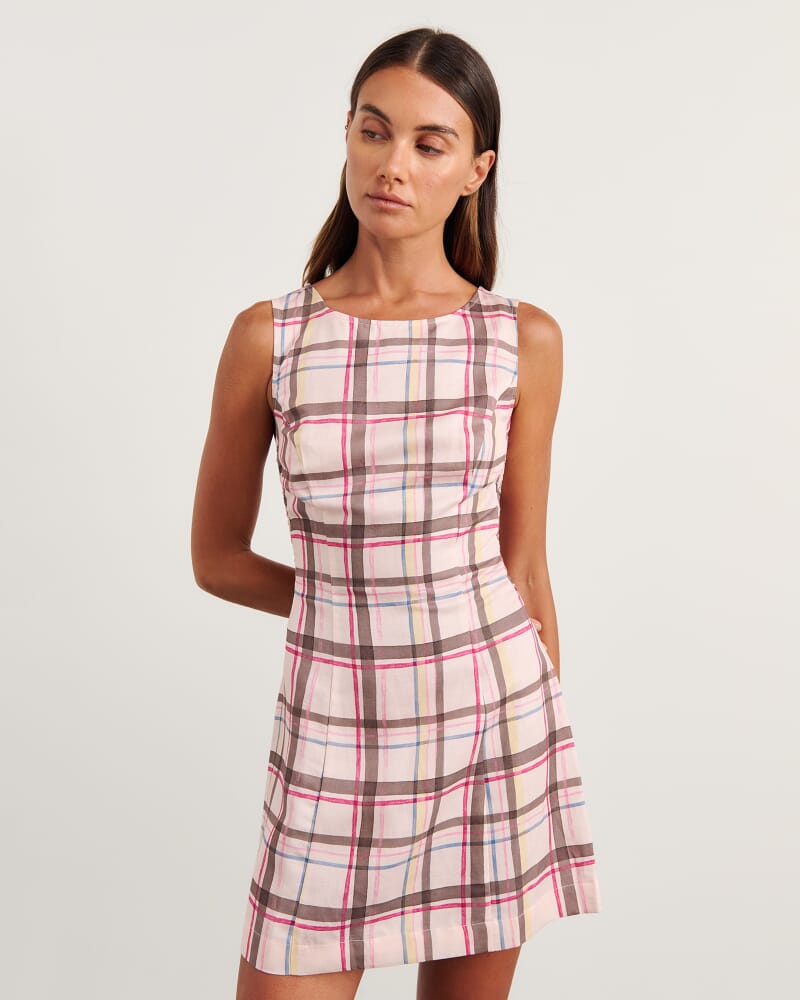 Painterly Mini Dress in CHECK