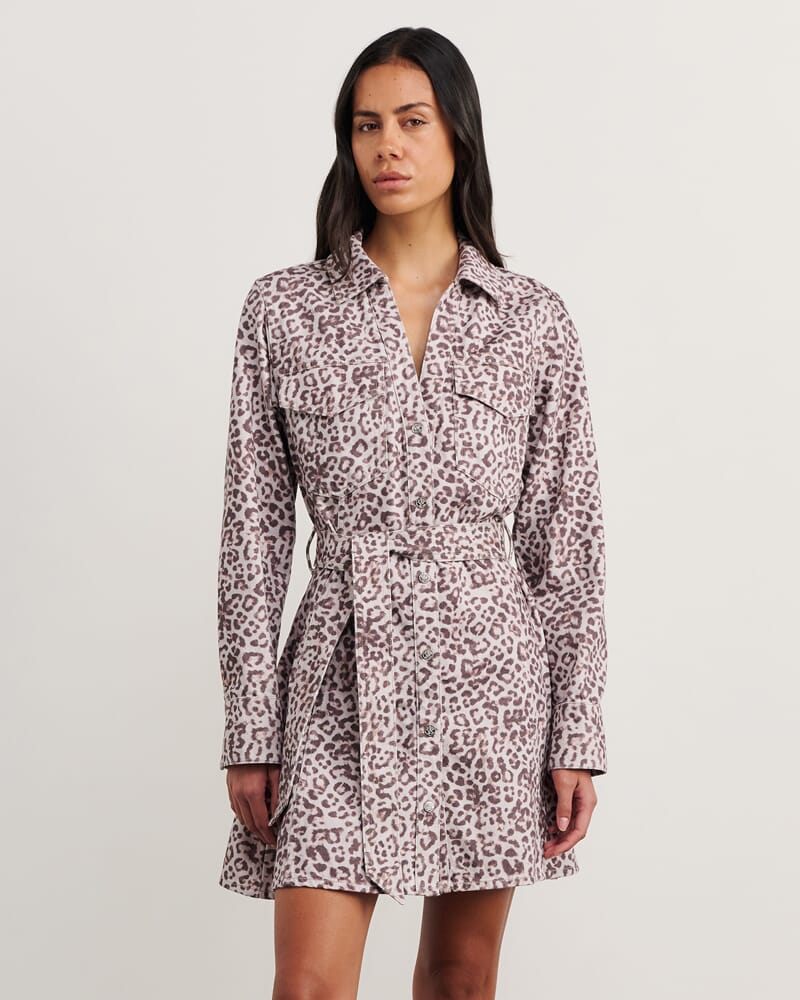 Leopard Denim Dress in LEOPARD