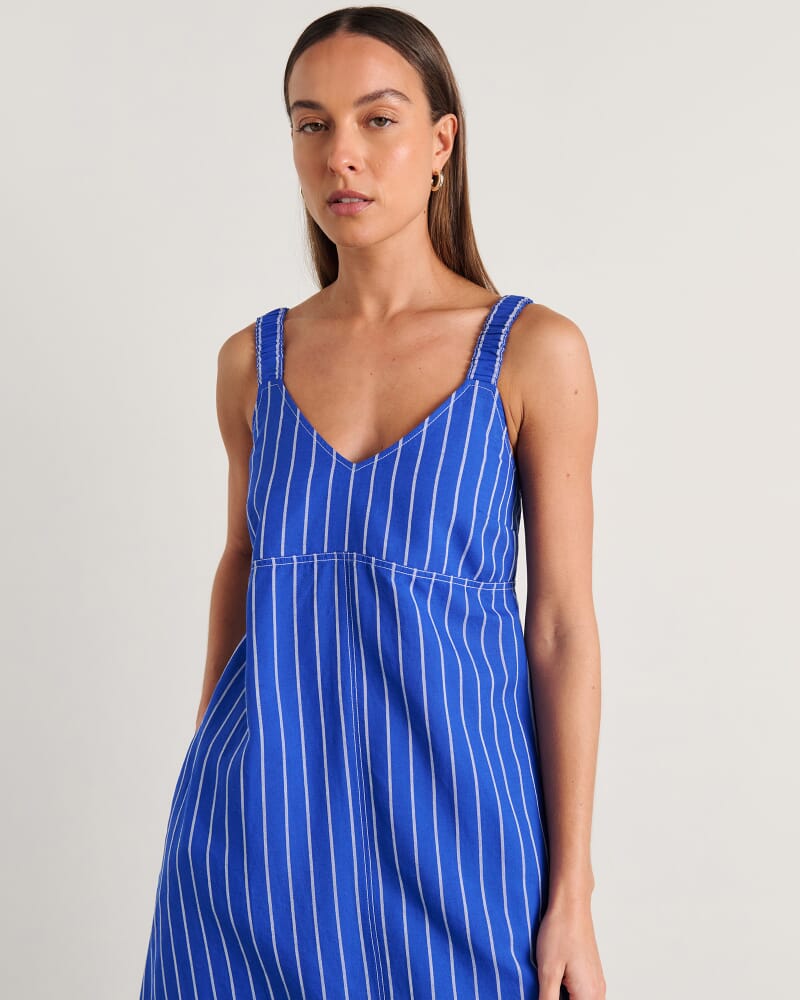 Sara Stripe Dress in COBALT/WHITE